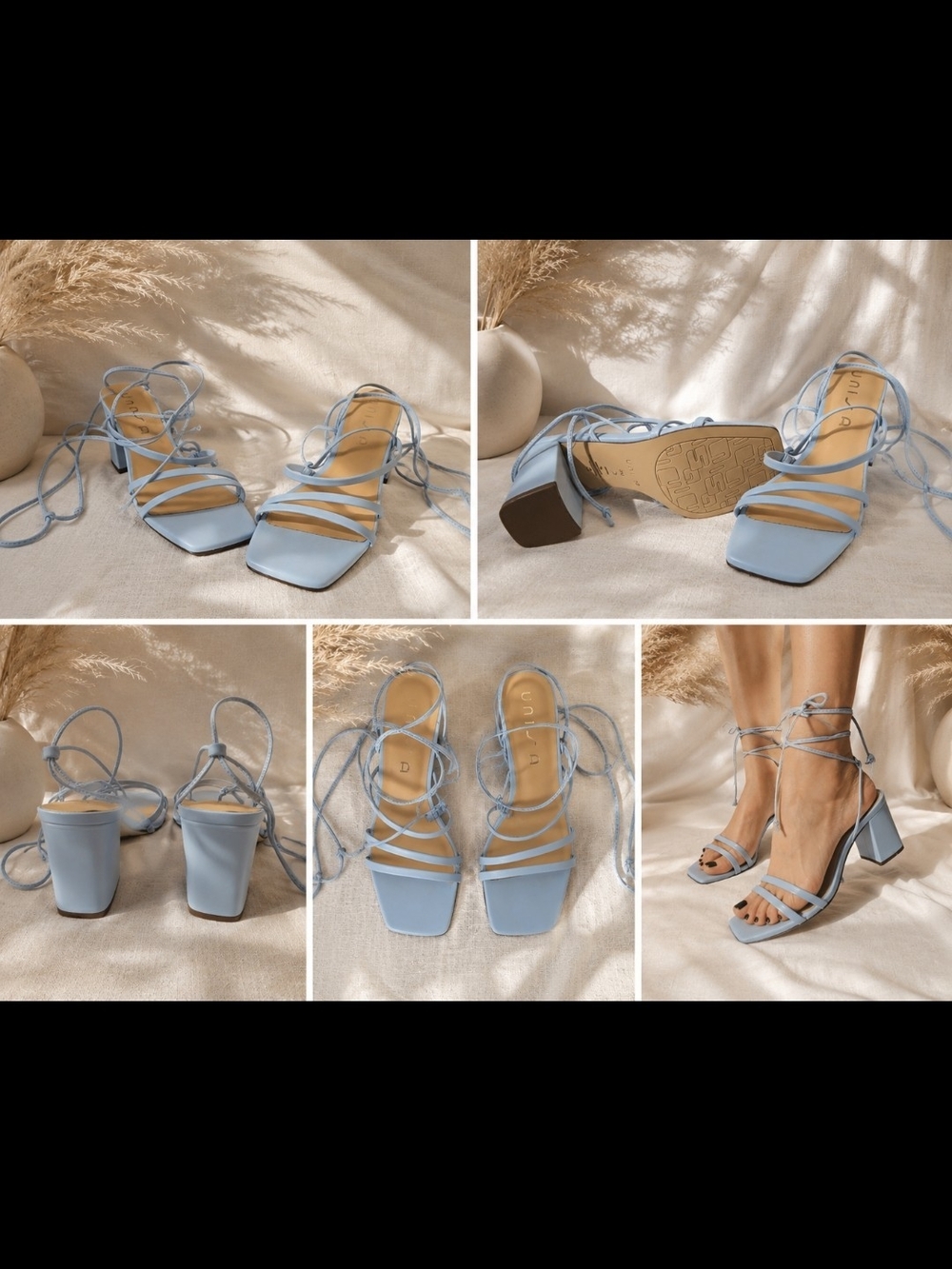 Unisa Pastel Blue Strappy Lace-Up Block Heels